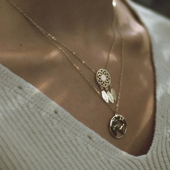 Gold-plated steel dreamcatcher necklace