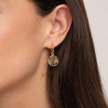 Verguld stalen Tree of Life oorbellen