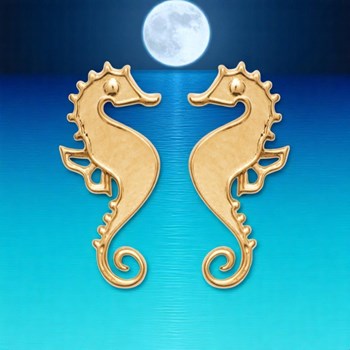 Boucles d'oreilles hippocampe cheval de mer Plaqué OR 750 3 microns