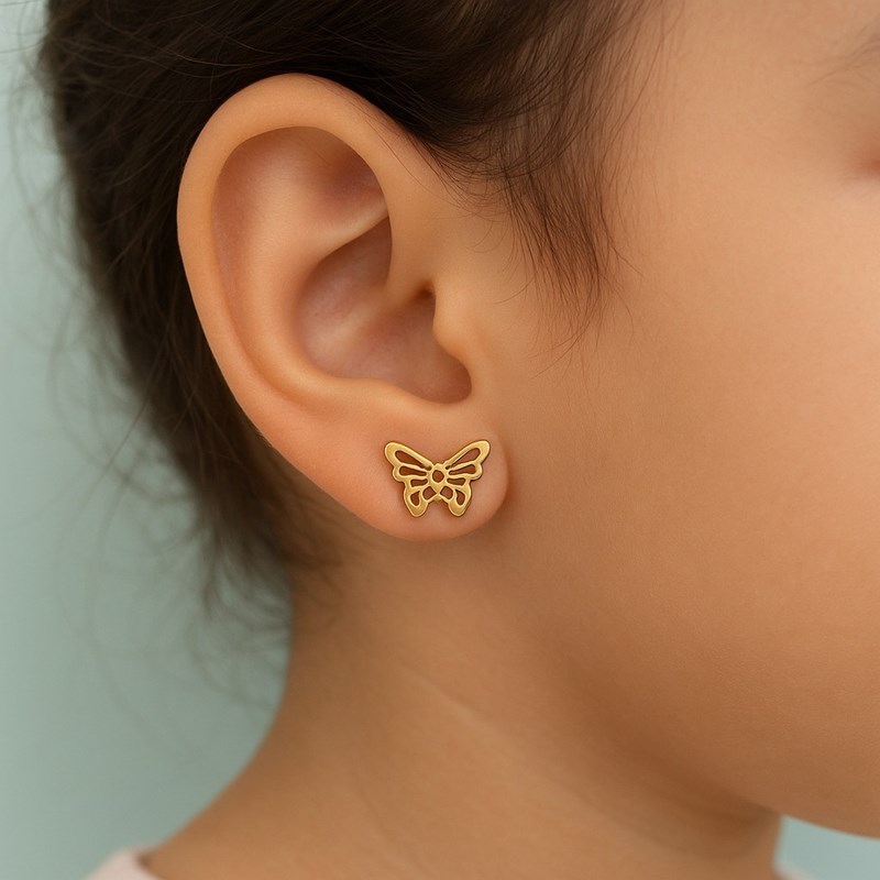 Boucles d'oreilles papillon ajouré Plaqué OR 750 3 microns - vue 4