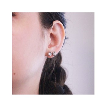 Moon Earrings - Silver and Crystal