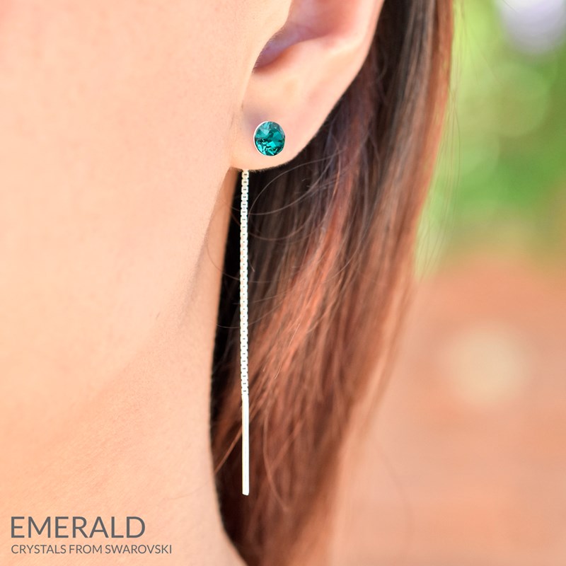 Boucles d'oreilles pendantes en argent 925 rhodié avec perle de crystal rose - vue 2