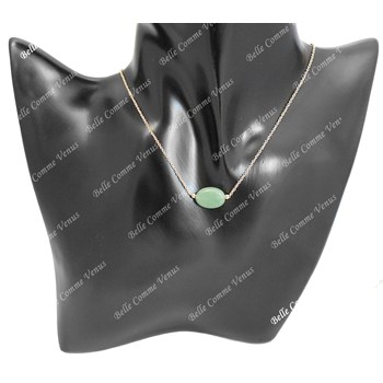 Collier aventurine pierre naturelle ovale Plaqué OR 750 3 microns