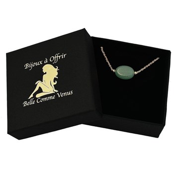 Collier aventurine pierre naturelle ovale Plaqué OR 750 3 microns