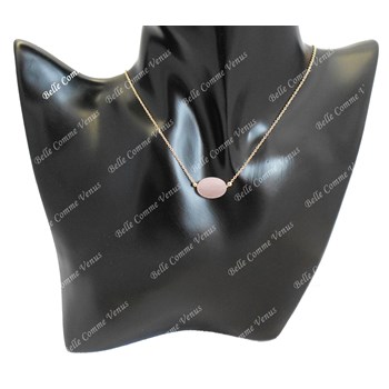 Collier quartz pierre naturelle ovale Plaqué OR 750 3 microns