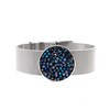 Bracelet réglable en acier argenté ornée de cristaux Swarovski avec pierre Crystal bleu - vue V2