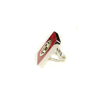 Bargue carrée en argent et gorgone rouge