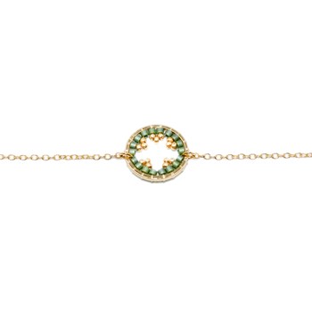 Bracelet  avec anneau tissé de perles miyuki vert-Doré à l'or fin