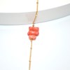 Bracelet Chaîne fine multi boules perles de corail baton - Plaqué or - vue V2