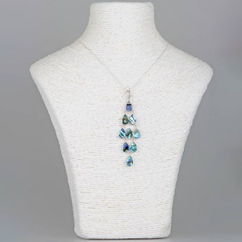 Pendentif Chandelier gouttes de nacre abalone serties d'argent