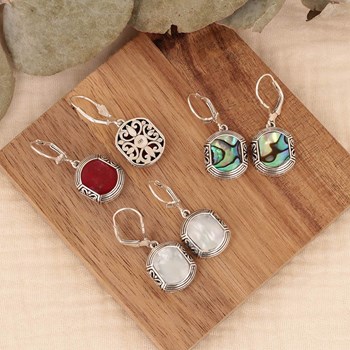 Earrings ADEN Ethnique Mother-of-pearl Abalone Set in Silver