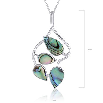 Pendentif Nacre abalone forme feuillage et argent 925-000