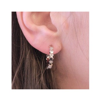 Curved Earrings - Silver and Crystal