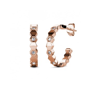 Curved Earrings - Rose Gold and Crystal