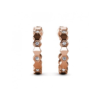 Curved Earrings - Rose Gold and Crystal