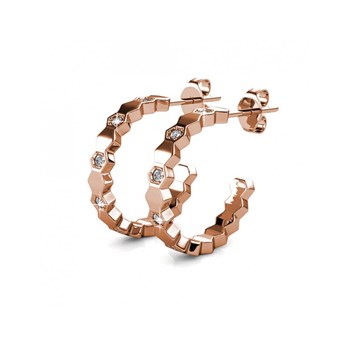 Curved Earrings - Rose Gold and Crystal