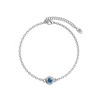 Birth Stone Bracelet - Silver and Light Blue