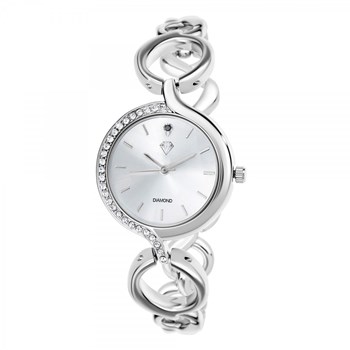 Montre Maeva argentée SC Crystal ornée d'un véritable diamant noir et de Cristaux scintillants