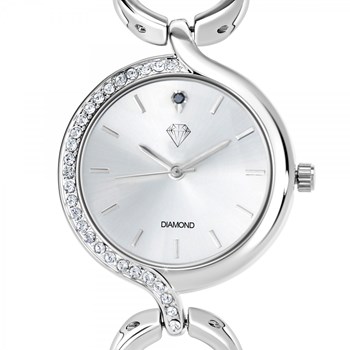 Montre Maeva argentée SC Crystal ornée d'un véritable diamant noir et de Cristaux scintillants