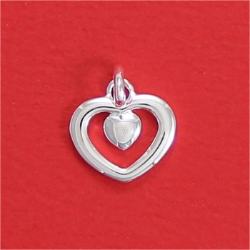 Pendentif coeur avec petit coeur dedans