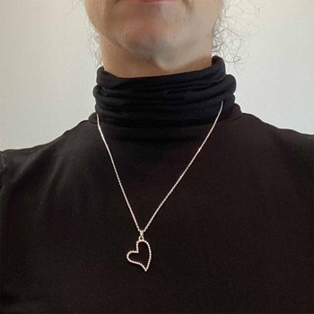 Pendentif coeur stylisé orné de mini perles argent massif
