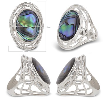 Bague Nid d'Argent 925 avec Nacre Abalone | Aden Boutique