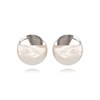 Boucles d'oreilles disque en Nacre blanche serties d'argent pour un look élégant et moderne - vue V1