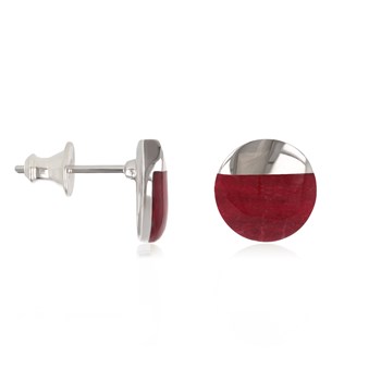 Boucles d'oreilles disque Corail serti argent 925 - Bijoux tendance pour femmes