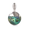 Pendentif médaillon de nacre abalone multicolore sertie argent 925 rhodié - vue V1