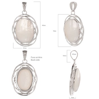 Pendentif Éclatant en Nacre Blanche - Nid d'Argent 925 | Aden Boutique