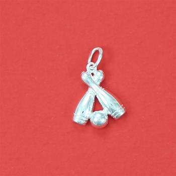 Pendentif deux quilles de bowling et boule de bowling - Argent massif