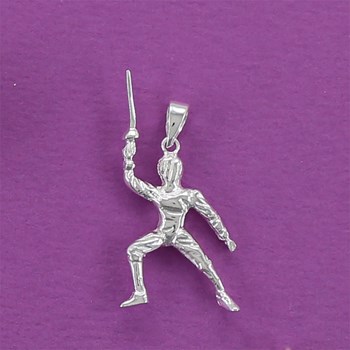 Pendentif escrimeur en garde - Argent massif