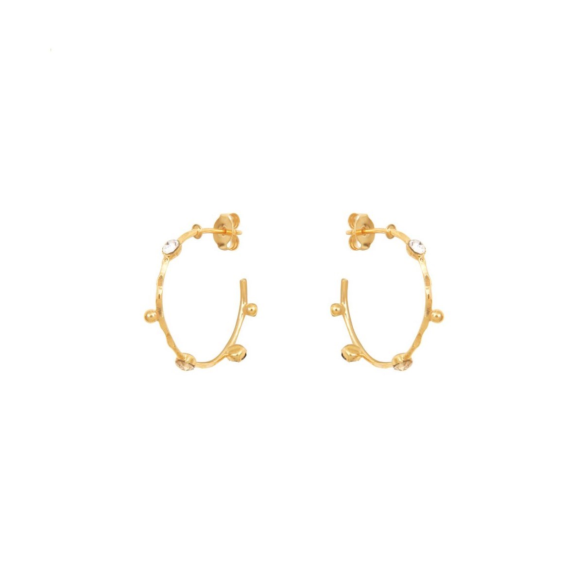 Créoles dorées blanches DRIB PM - vue V1