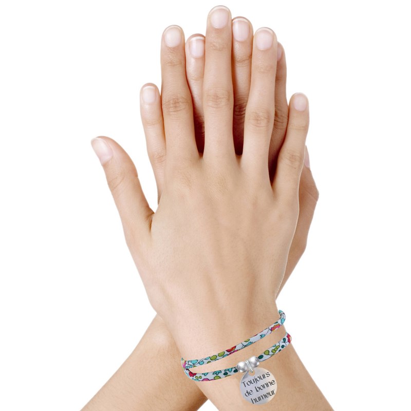 Bracelet Double Tour Lien Liberty et Médaille Toujours de Bonne Humeur Argent 925 - Multicolore - vue 2