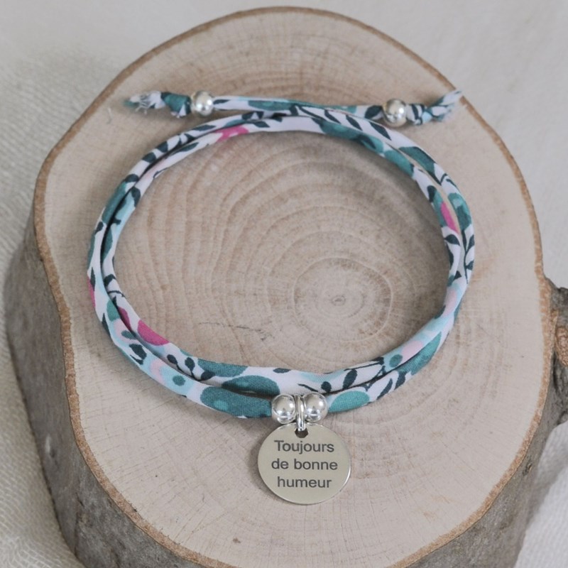 Bracelet Double Tour Lien Liberty et Médaille Toujours de Bonne Humeur Argent 925 - Multicolore - vue 4