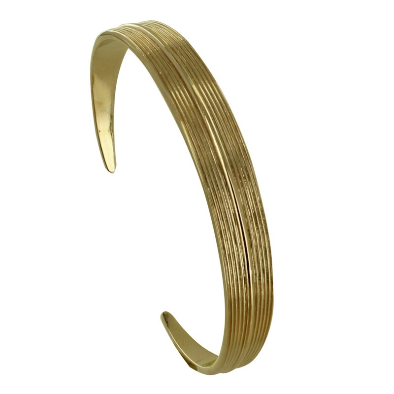 Bracelet Plaqué Or Demi Jonc Motif Feuille