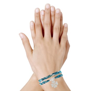 Bracelet Double Tour Lien Liberty et Trèfle Argent 925 - Colors - Turquoise