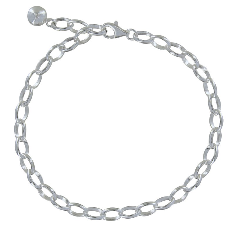 Bracelet Gourmette et Attache Charms Argent 925 - Classics - taille 20 cm