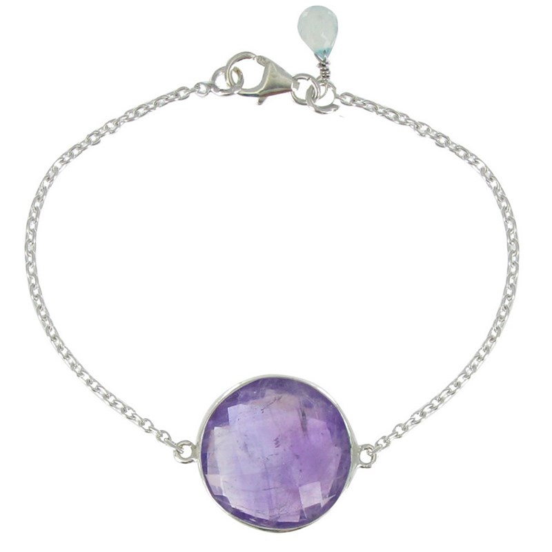 Bracelet Argent 925 Pavé Facetté d'Améthyste