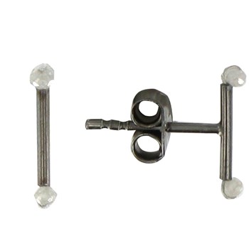 Boucles d'Oreilles Bâton en Argent 925 et ses 2 Diamants Blancs