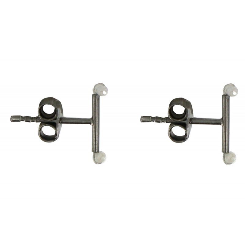Boucles d'Oreilles Bâton en Argent 925 et ses 2 Diamants Blancs - vue 2