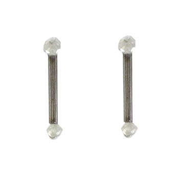 Boucles d'Oreilles Bâton en Argent 925 et ses 2 Diamants Blancs