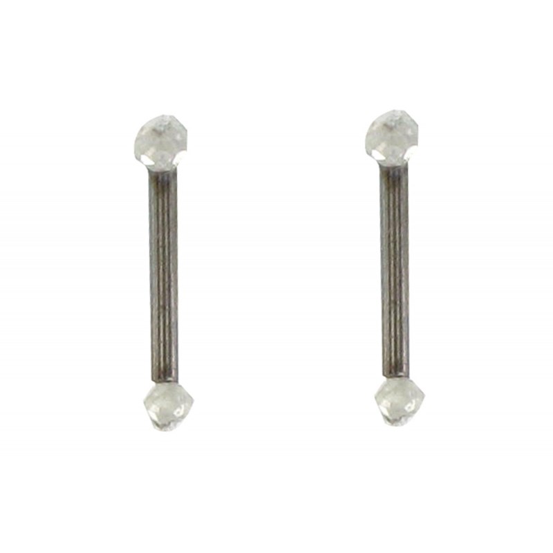 Boucles d'Oreilles Bâton en Argent 925 et ses 2 Diamants Blancs - vue 3