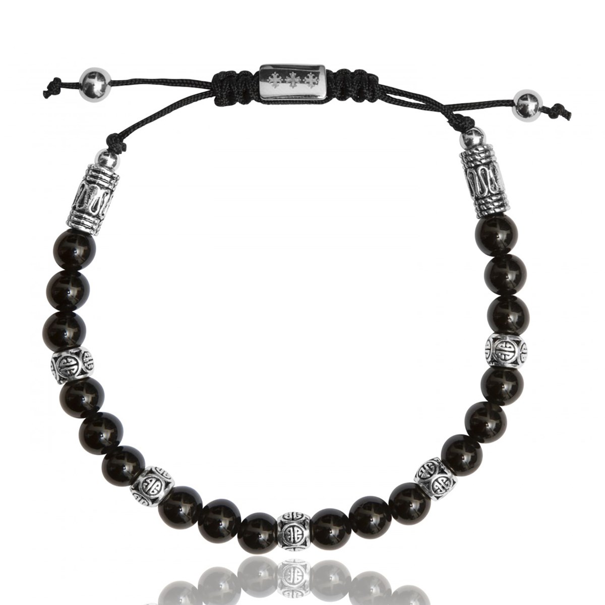 Bracelet Lauren Steven Exclusive pierre noire cordon