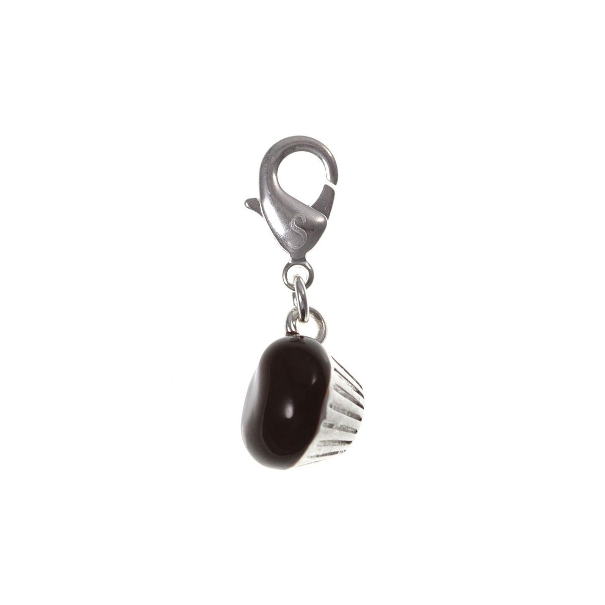 Charm gateau noir SC Crystal plaqué argent 3 microns
