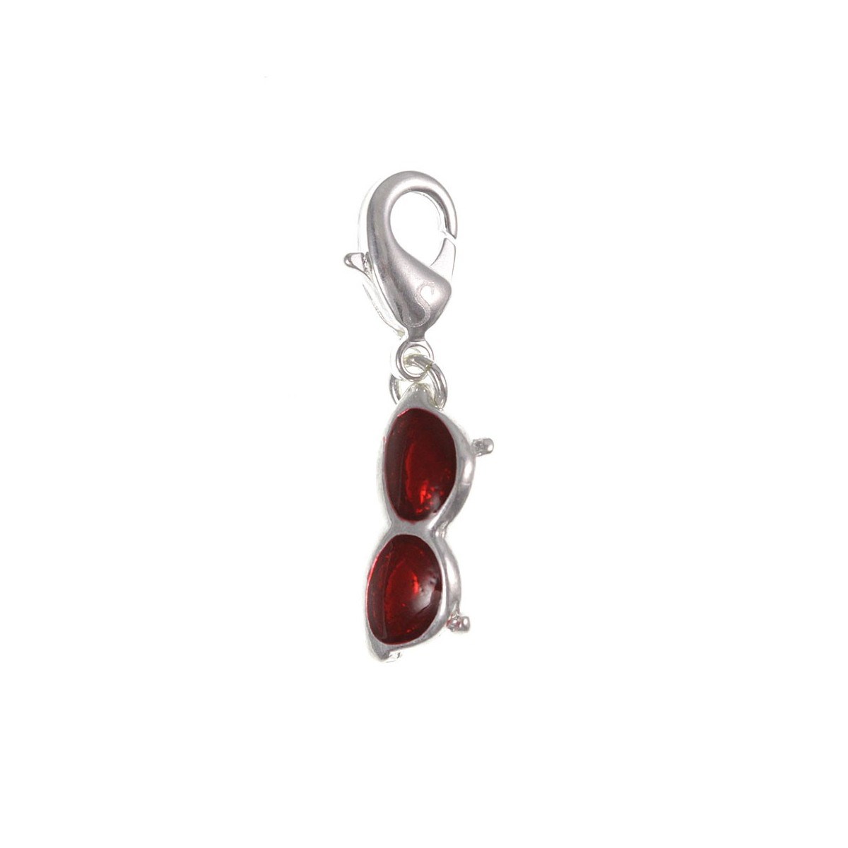 Charm lunette rouge SC Crystal plaqué argent 3 microns