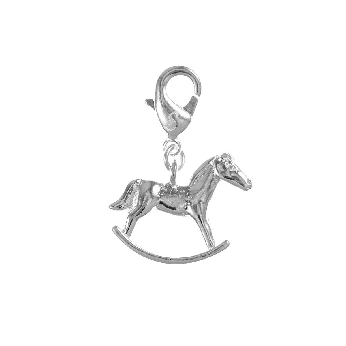 Charm cheval à bascule SC Crystal plaqué argent 3 microns