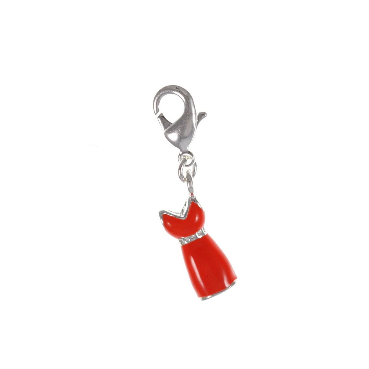 Charm robe rouge SC Crystal plaqué argent 3 microns