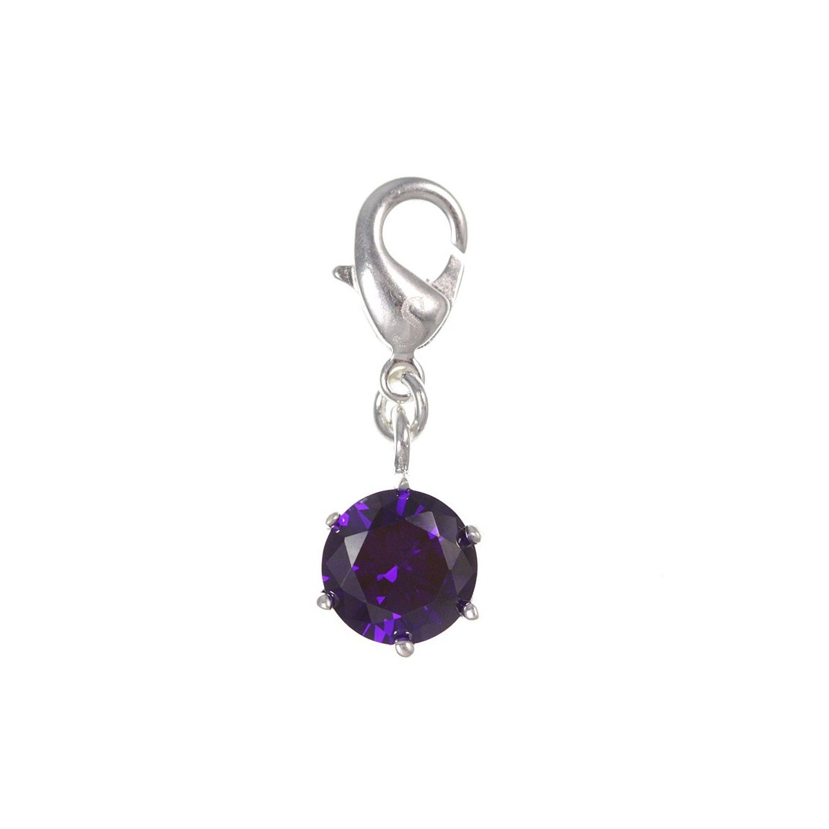 Charm cristal violet SC Crystal plaqué argent 3 microns