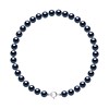 Bracelet Rang de Perles d'Eau Douce Rondes 5-6 mm Noires Argent 925 - vue V1